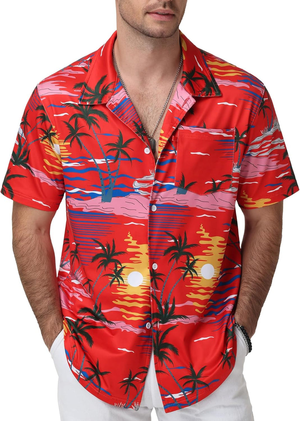 Camisa hawaiana para hombre Marco – Camisa tropical elástica de manga corta