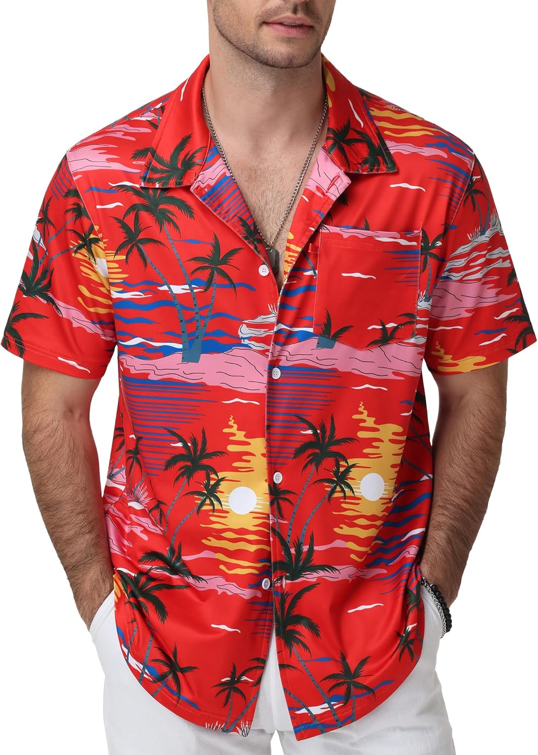 Camisa hawaiana para hombre Marco – Camisa tropical elástica de manga corta