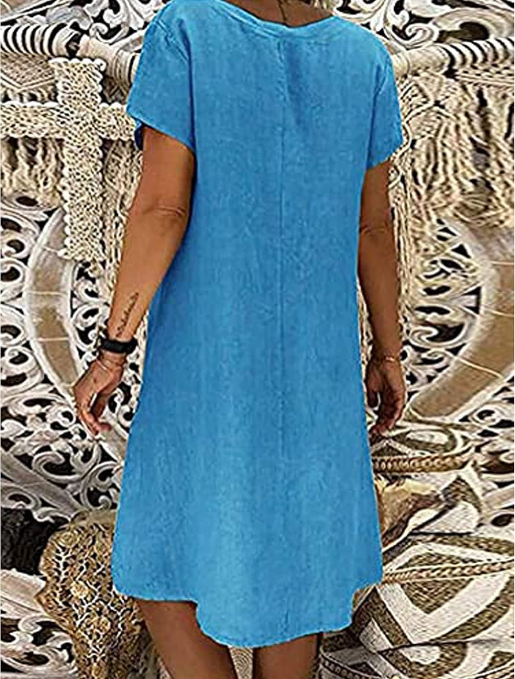 Martina Robe Longue d'Été pour Femme – Robe Décontractée en Lin avec Col en V Oversize