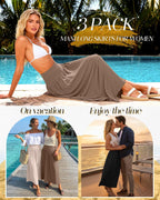 Ensemble Martina 3 Jupes Maxi Femme – Jupes Longues Plissées Taille Haute avec Poches