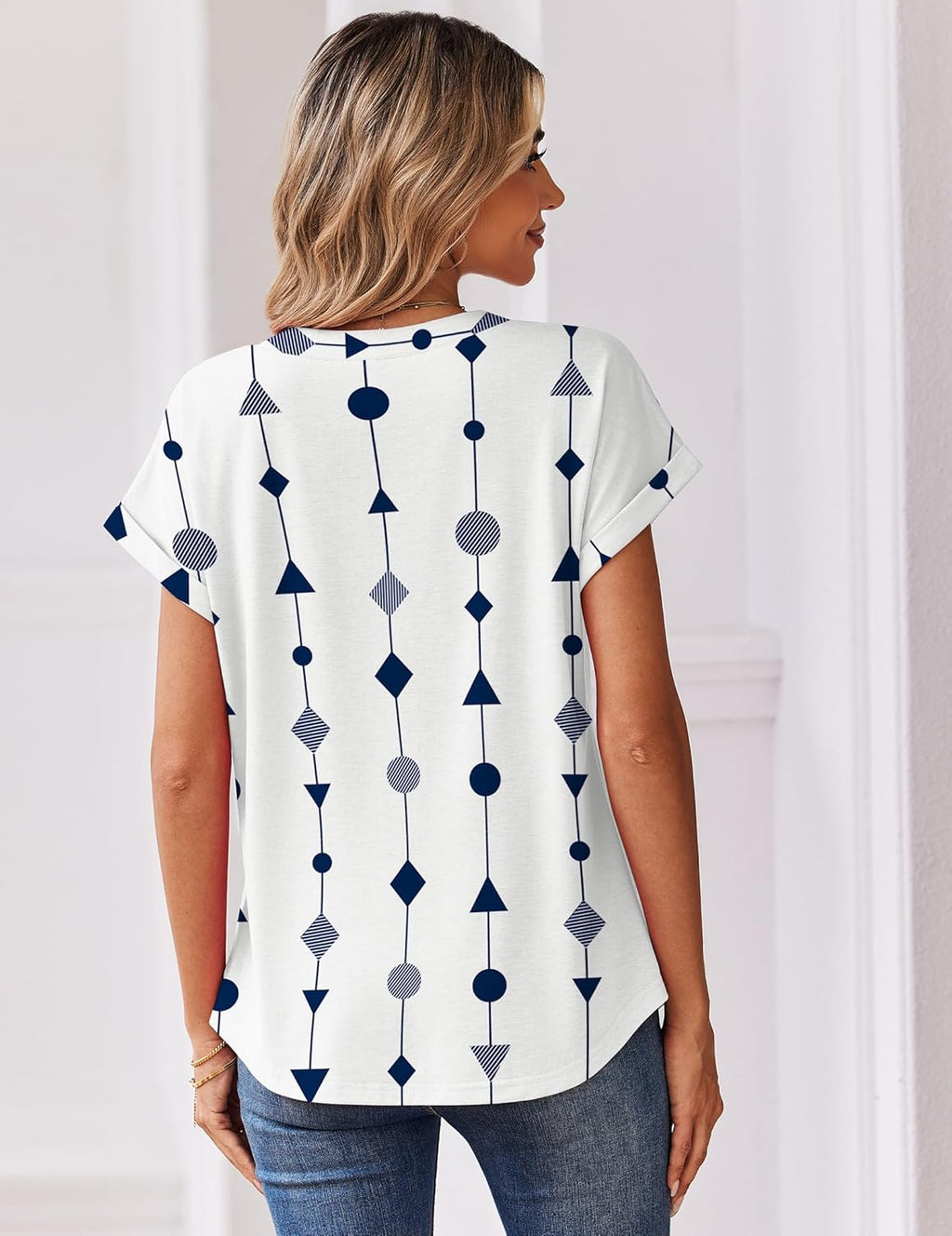 Chiara Blouse Femme – Col en V, Manches Courtes, Haut Casual Élégant Boho S-3XL