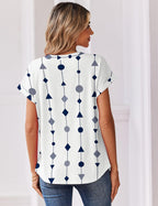 Chiara Blouse Femme – Col en V, Manches Courtes, Haut Casual Élégant Boho S-3XL