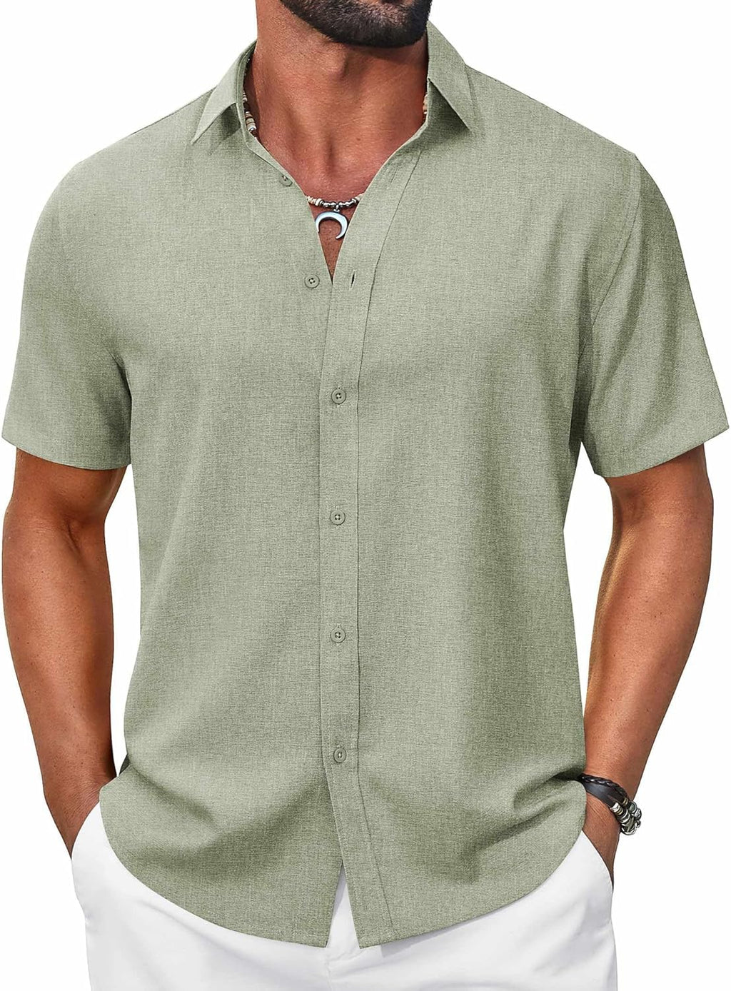 Chemise d'été pour homme Lorenzo – Chemise décontractée à manches courtes effet lin