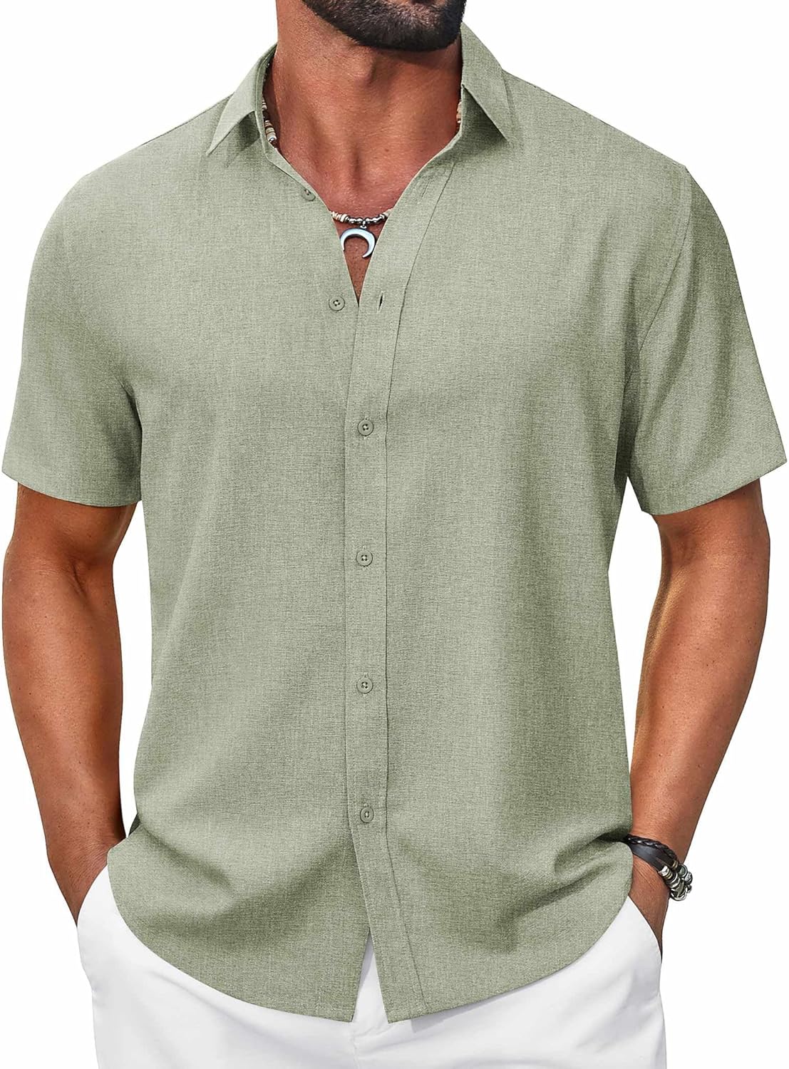 Chemise d'été pour homme Lorenzo – Chemise décontractée à manches courtes effet lin