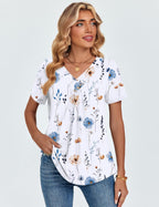 Valentina Blouse Femme – Col en V Croisé, Top Plissé Décontracté Élégant