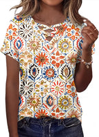 Francesca Pull Femme – Col en V Croisé, Manches Courtes, Casual Élégant