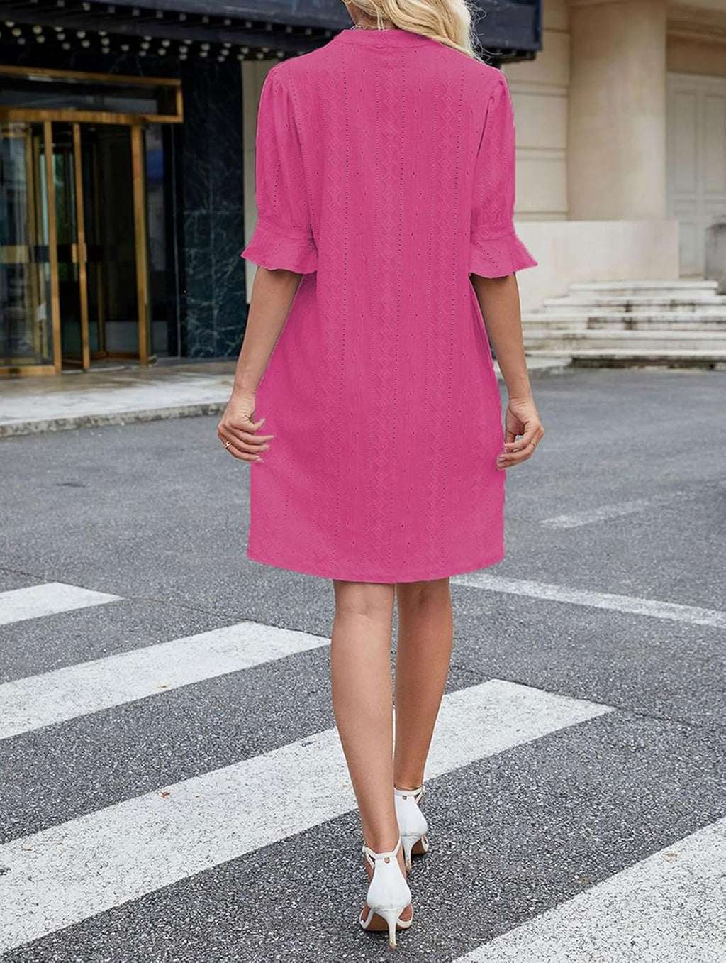Samantha Abito Chemise Femme – Robe d'Été Décontractée avec Col en V et Manches Courtes