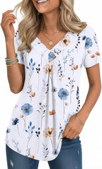 Valentina Blouse Femme – Col en V Croisé, Top Plissé Décontracté Élégant