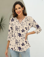 Sofia Blusa Donna – Scollo V, Maniche 3/4, Tunica Plissettata Elegante Casual