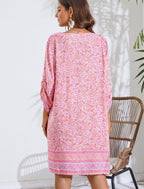 Savannah Robe Boho Femme – Robe d'été Fleurie avec Manches 3/4 et Col en V