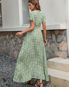 Charlotte Women’s Midi Dress – Viscose, V-Neck, Ruffles & Belt