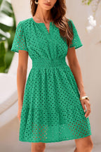 Giulia Robe d'été Femme – Dentelle Sangallo, Col en V, Mini A-Line Élégante
