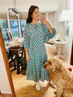 Mandie Robe Femme Maxi Bohème – Décolleté en V Profond, Manches Mi-longues, Coupe A d'Été
