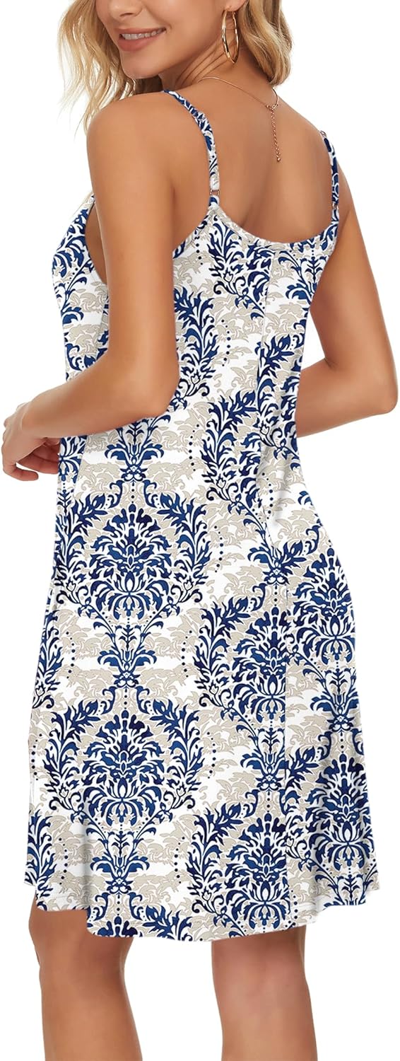 Chloe Robe d'Été pour Femme – Mini Robe avec Bretelles et Col en V avec Poches