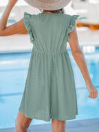 Chiara Robe Femme – Robe d'Été Mini, Paréo en Dentelle, Col V Élégant