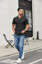 Marco Polo Homme Slim Fit – Polo côtelé avec col en V décontracté élégant