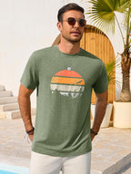 T-shirt d'été Mario pour homme – T-shirt graphique vintage avec impression coucher de soleil