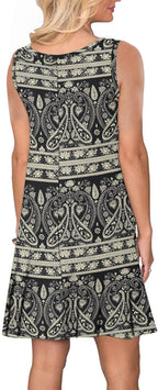 Valeria Robe Femme – Robe d'été Fleurie, Sans Manches, Poches Décontractées