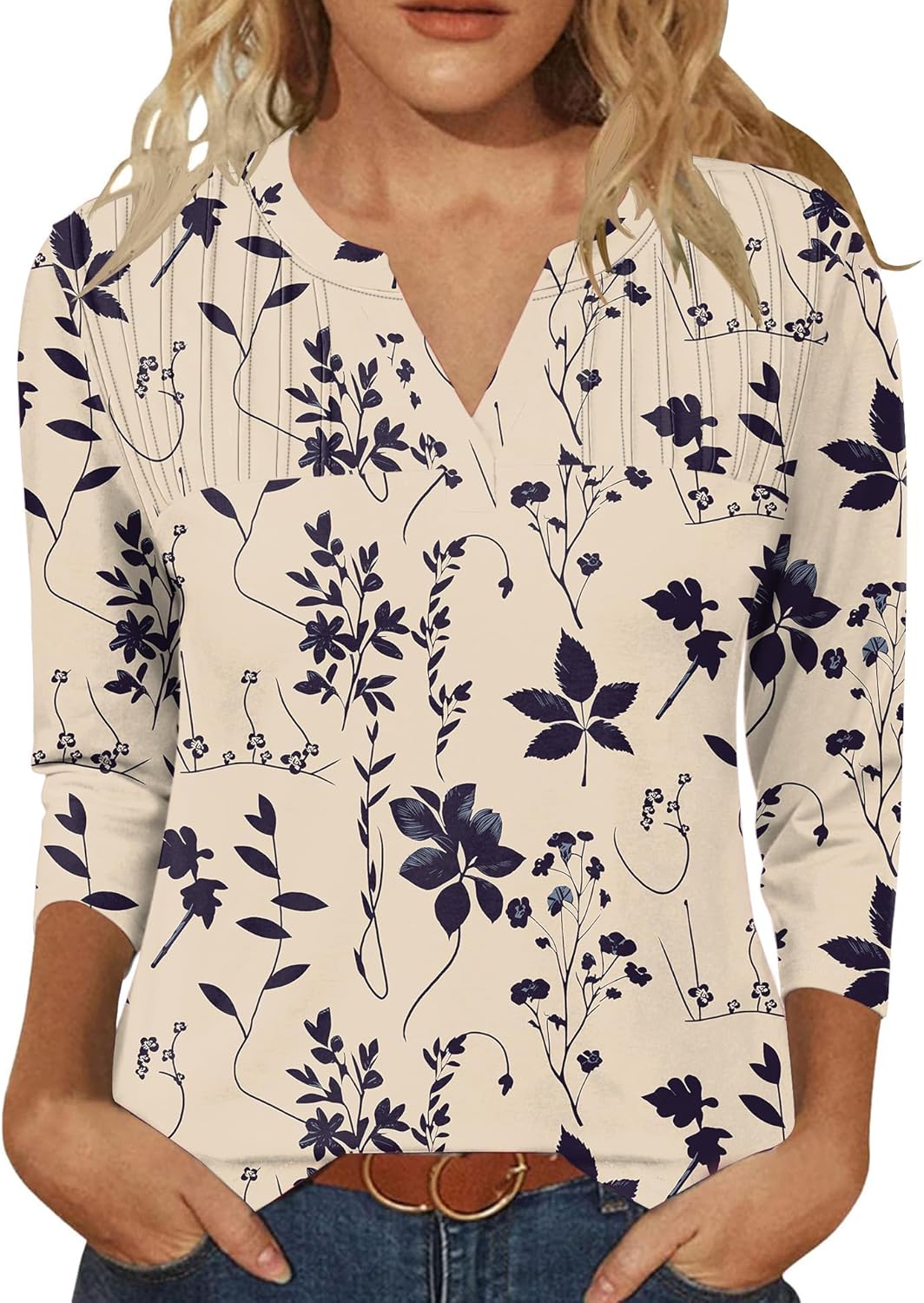 Sofia Blusa Donna – Scollo V, Maniche 3/4, Tunica Plissettata Elegante Casual