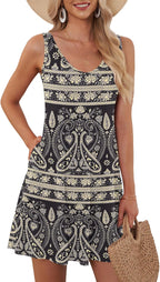 Scarlet Vestido de Verano para Mujer – Vestido Mini Bohemio con Bolsillos y Escote en V