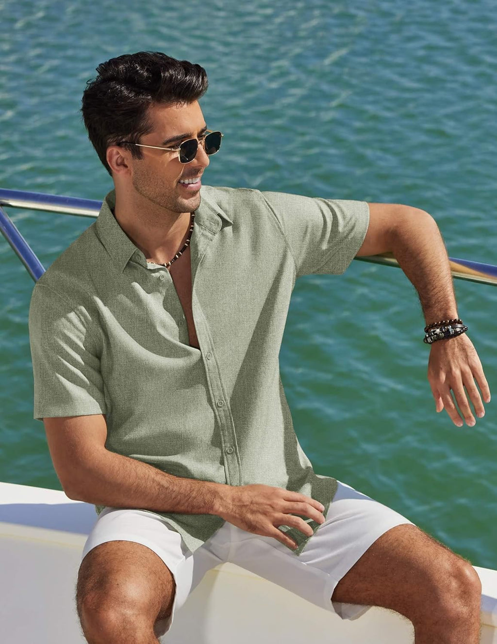 Chemise d'été pour homme Lorenzo – Chemise décontractée à manches courtes effet lin