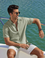 Chemise d'été pour homme Lorenzo – Chemise décontractée à manches courtes effet lin