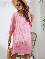 Savannah Robe Boho Femme – Robe d'été Fleurie avec Manches 3/4 et Col en V