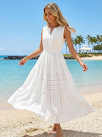Vestido Maxi Boho para Mujer Alessia – Escote en V, Algodón, Corte A, Bolsillos, Veraniego