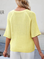 Chiara Camiseta Mujer – Top de Crochet de Verano, Mangas Cortas, Cuello Redondo Casual