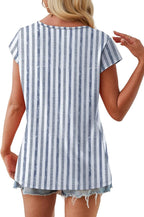 Martina Pull Femme – Encolure Carrée, Boutons, Manches Courtes, Décontracté Élégant