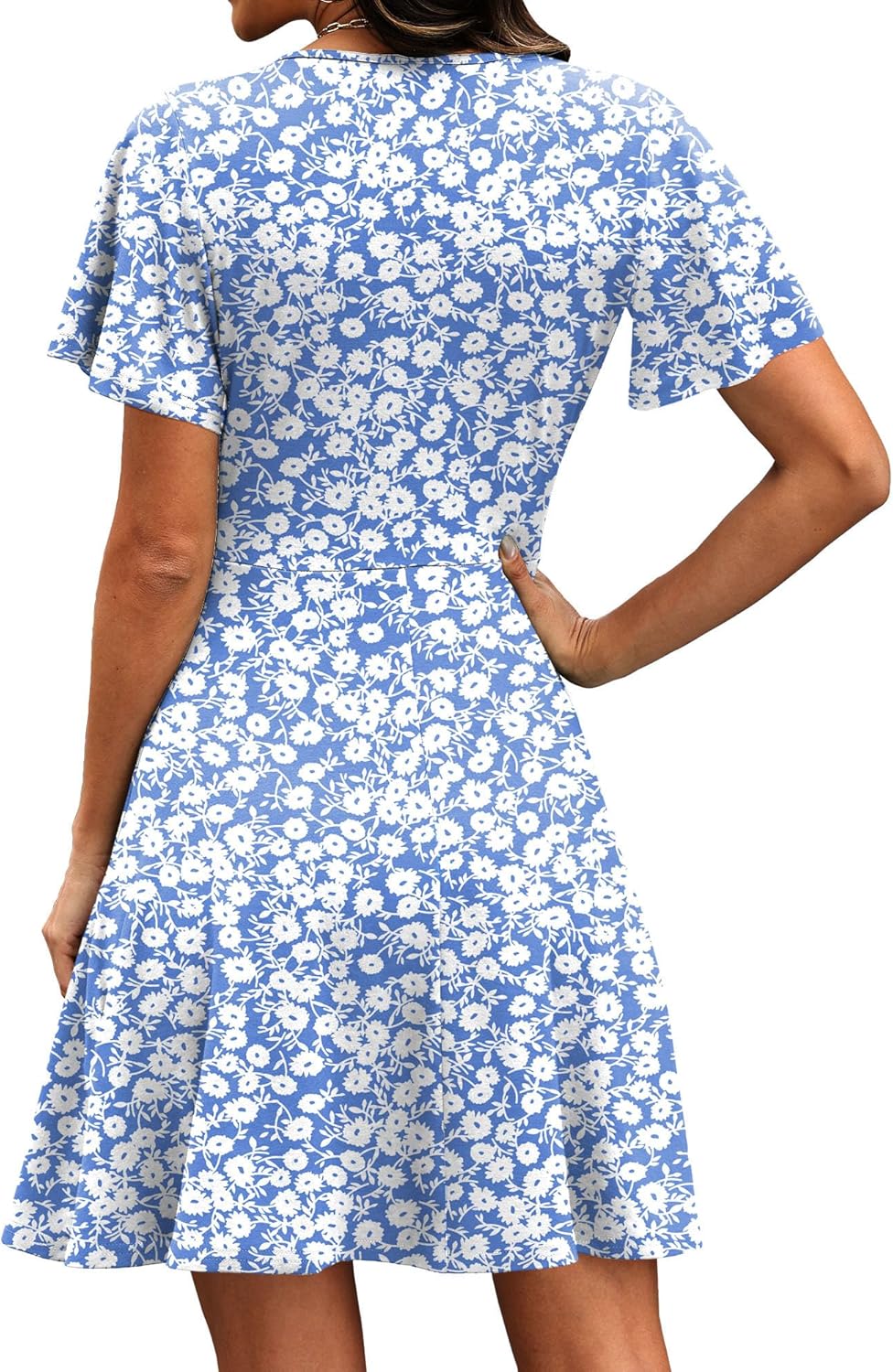 Chiara Robe d'Été Femme – Enveloppante Col V, Manches Volantées, Ligne A Élégante