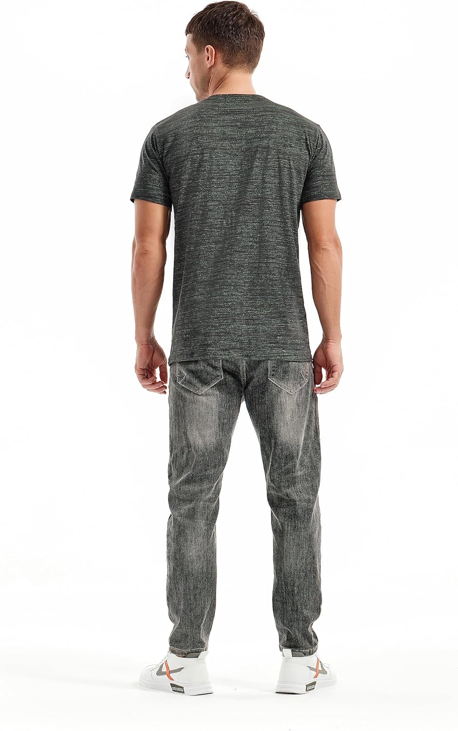 T-shirt Matteo homme avec col en V – T-shirt extensible décontracté en coton