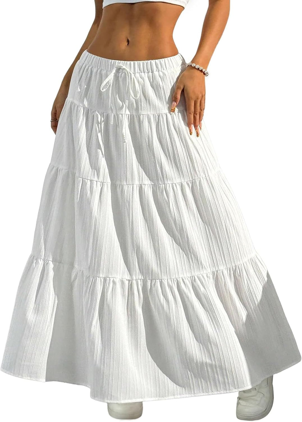 Falda larga maxi bohemia Isabella Gonna Donna – Falda larga con volantes y cintura elástica