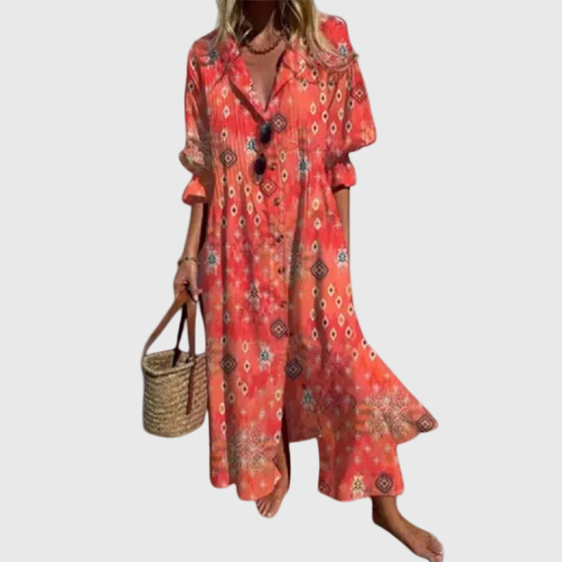 Lara Vestido Mujer Maxi Boho – Vestido Largo Fluido, Ligero, Elegante Casual de Verano