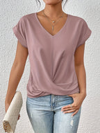 Yasmine Top Mujer – Escote en V con Nudo, Corte Elegante y Comodidad Diaria