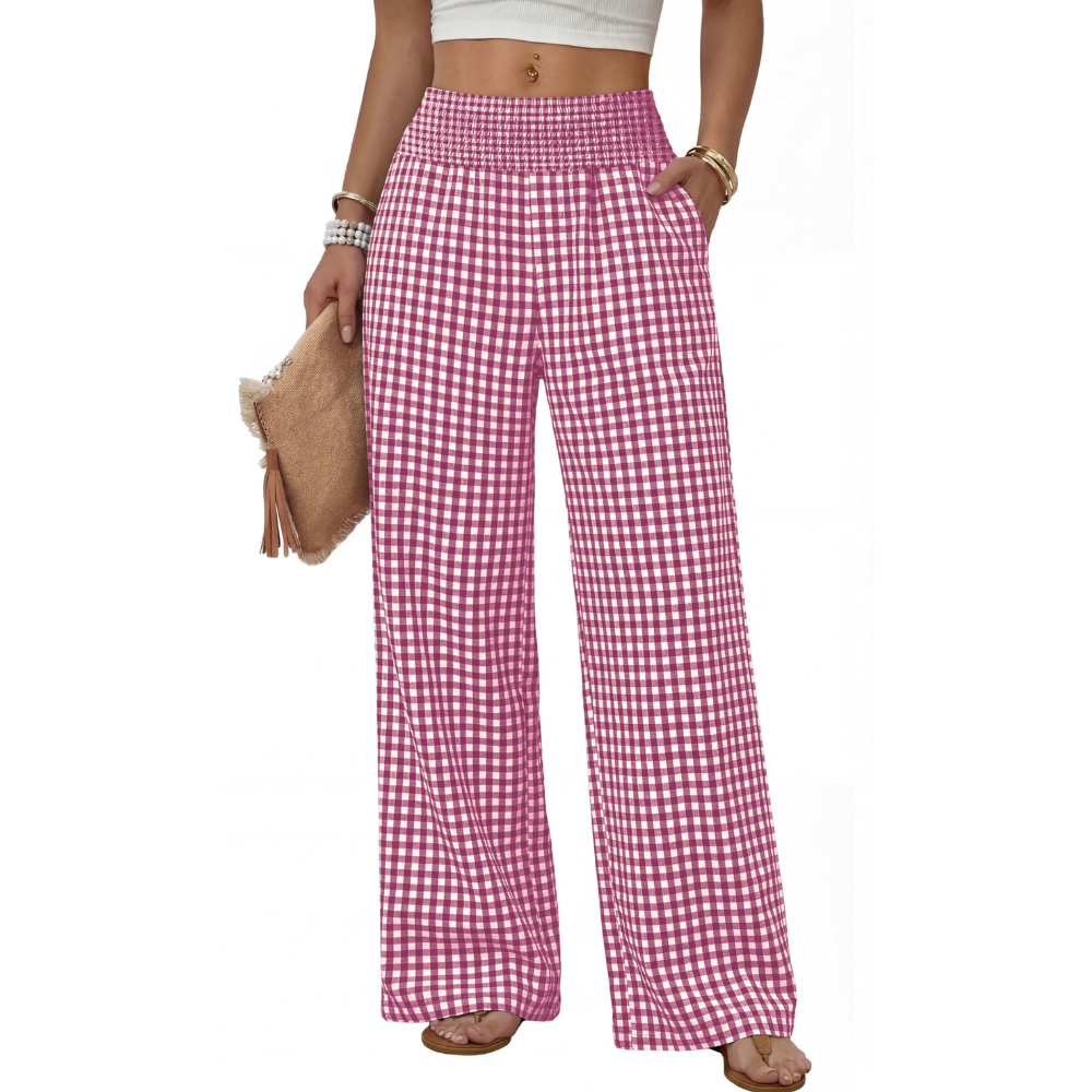 Elena Pantaloni Wide Leg Donna – Modello a Vita Alta con Tasche