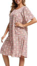 Marta Robe Maison Femme – Robe Confortable en Coton, Boutons et Poches Relax