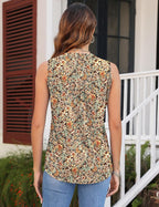 Beatrice Top Femme – Sans Manches, Col en V, Plissé Frontal, Casual Élégant Estival