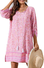 Savannah Robe Boho Femme – Robe d'été Fleurie avec Manches 3/4 et Col en V
