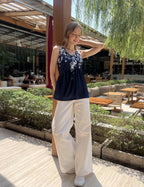 Valeria Camiseta Mujer – Escote en V, Fruncidos Laterales, Túnica Casual Elegante