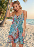Robe d'été courte Luna pour femme – bretelles, décolleté en V, poches, robe décontractée chic