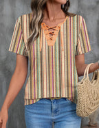 Giorgia Pull Femme – Col en V Croisé, Manches Courtes, Casual Élégant Estival