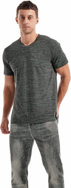 T-shirt Matteo homme avec col en V – T-shirt extensible décontracté en coton