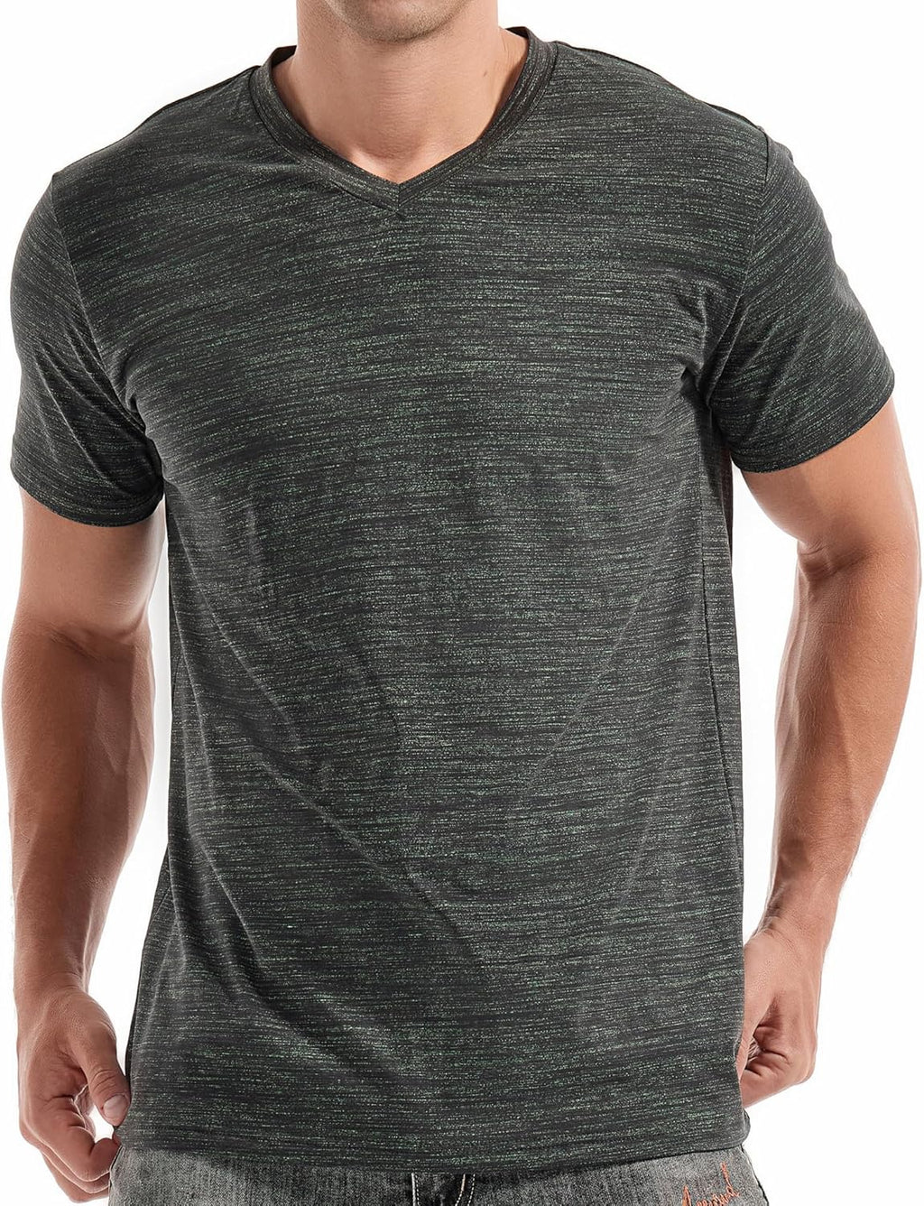 T-shirt Matteo homme avec col en V – T-shirt extensible décontracté en coton
