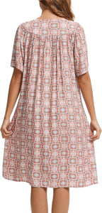 Marta Robe Maison Femme – Robe Confortable en Coton, Boutons et Poches Relax
