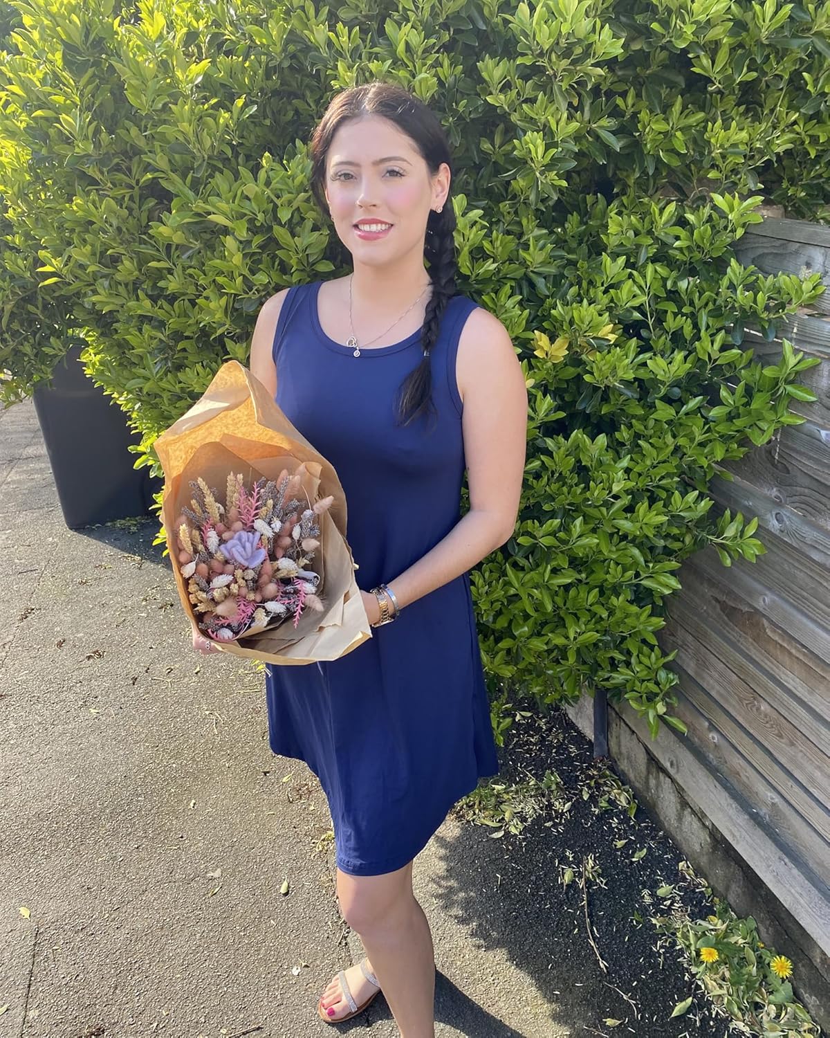 Valeria Vestido de Mujer – Vestido de Verano Floral, Sin Mangas, Bolsillos Casual