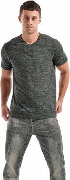 T-shirt Matteo homme avec col en V – T-shirt extensible décontracté en coton