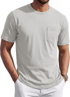T-shirt Matteo homme en coton avec poche – T-shirt décontracté à col rond et manches courtes