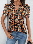 Valentina Haut Femme – Col V, Manches Bouffantes, Blouse Décontractée Élégante