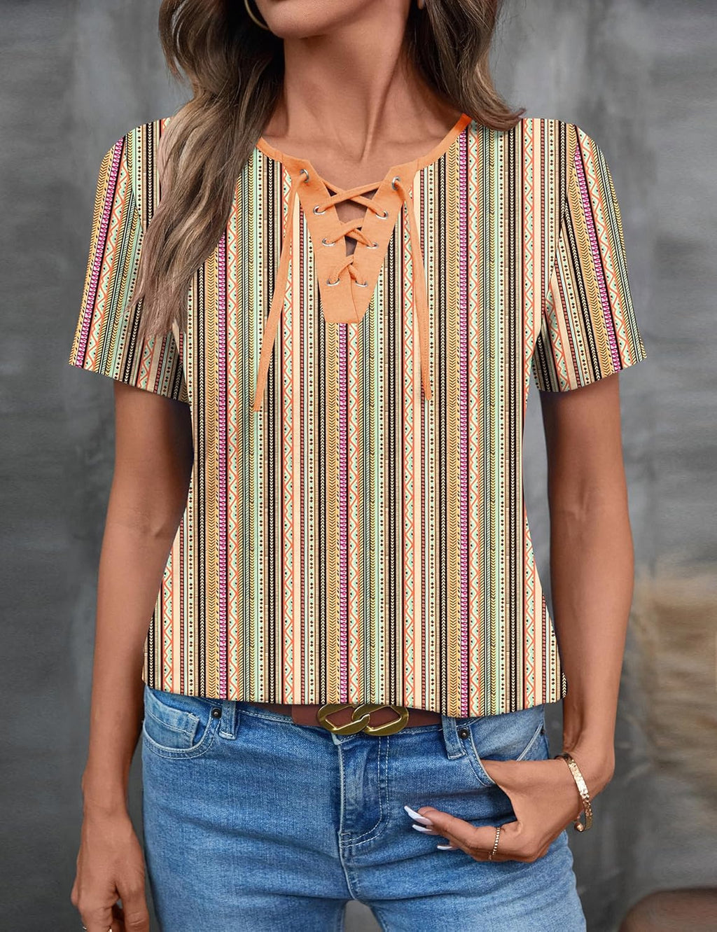 Giorgia Pull Femme – Col en V Croisé, Manches Courtes, Casual Élégant Estival